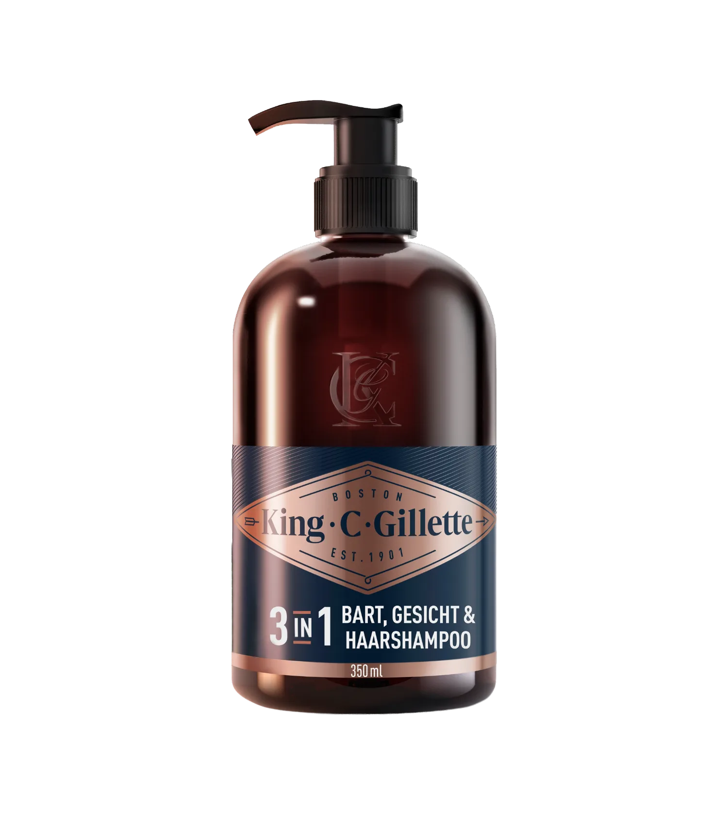 King C. Gillette 3-in-1 Bart-, Gesichts- und Haarshampoo 350 ml