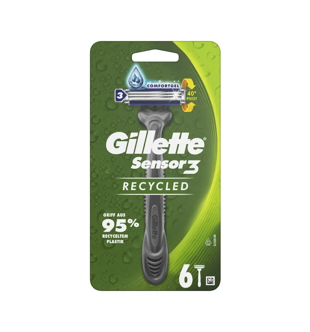 Gillette Sensor3 Recycled Einwegrasierer, 6er-Pack