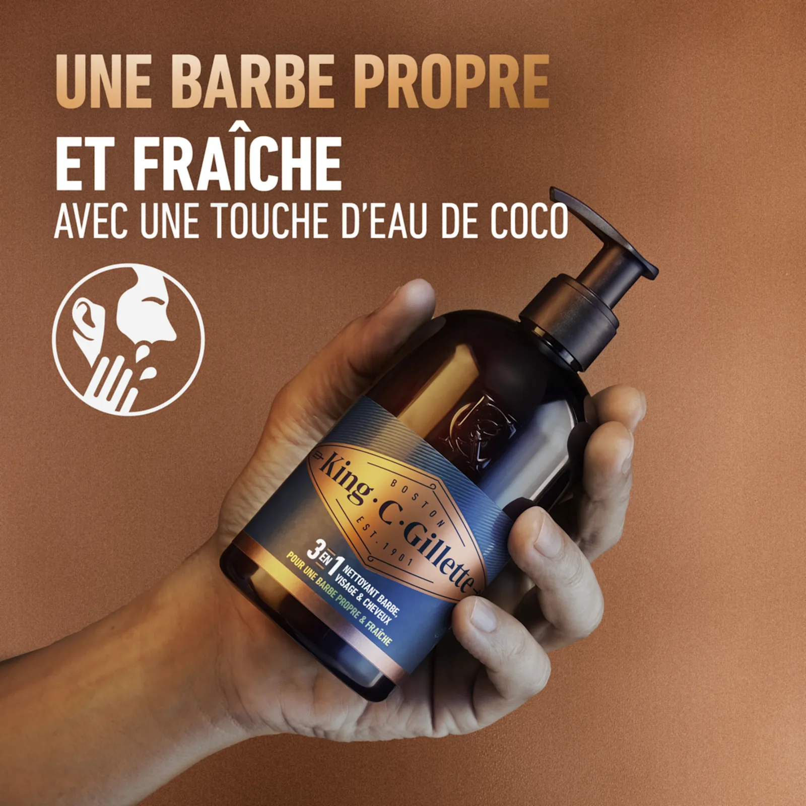 Nettoyant 3-en-1 barbe, visage et cheveux King C. Gillette