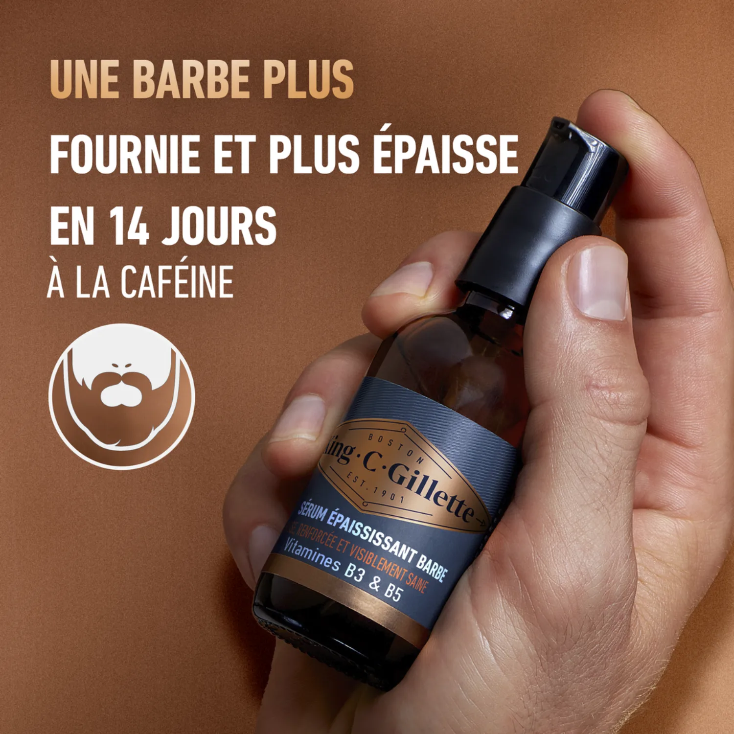 Gillette Sérum enrichi en vitamine B3, provitamine B5, huile d'argan et caféine