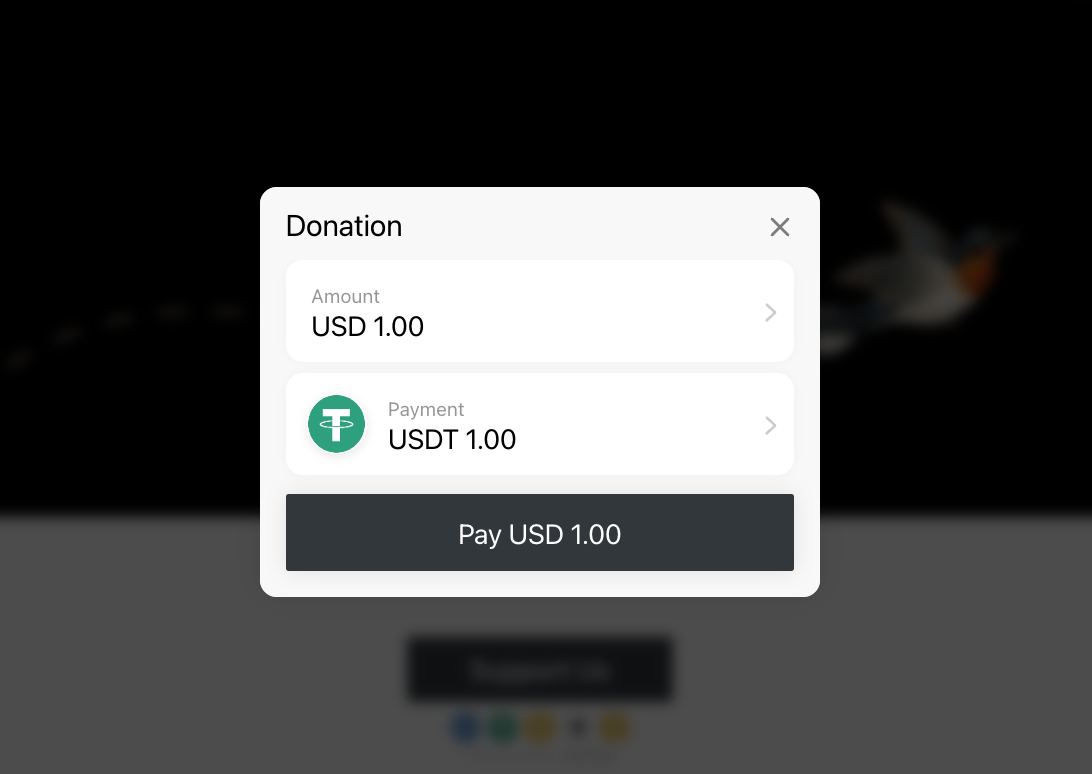 Enjoy receiving donations directly into your wallet