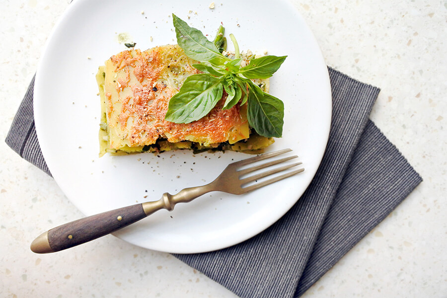 Vegane Tofu-Spinat-Lasagne