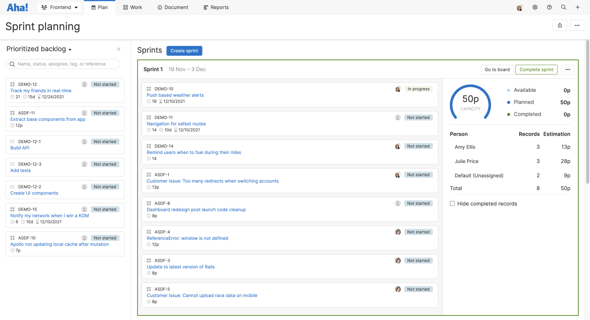 Your backlog is also accessible on the left side of the workflow board.