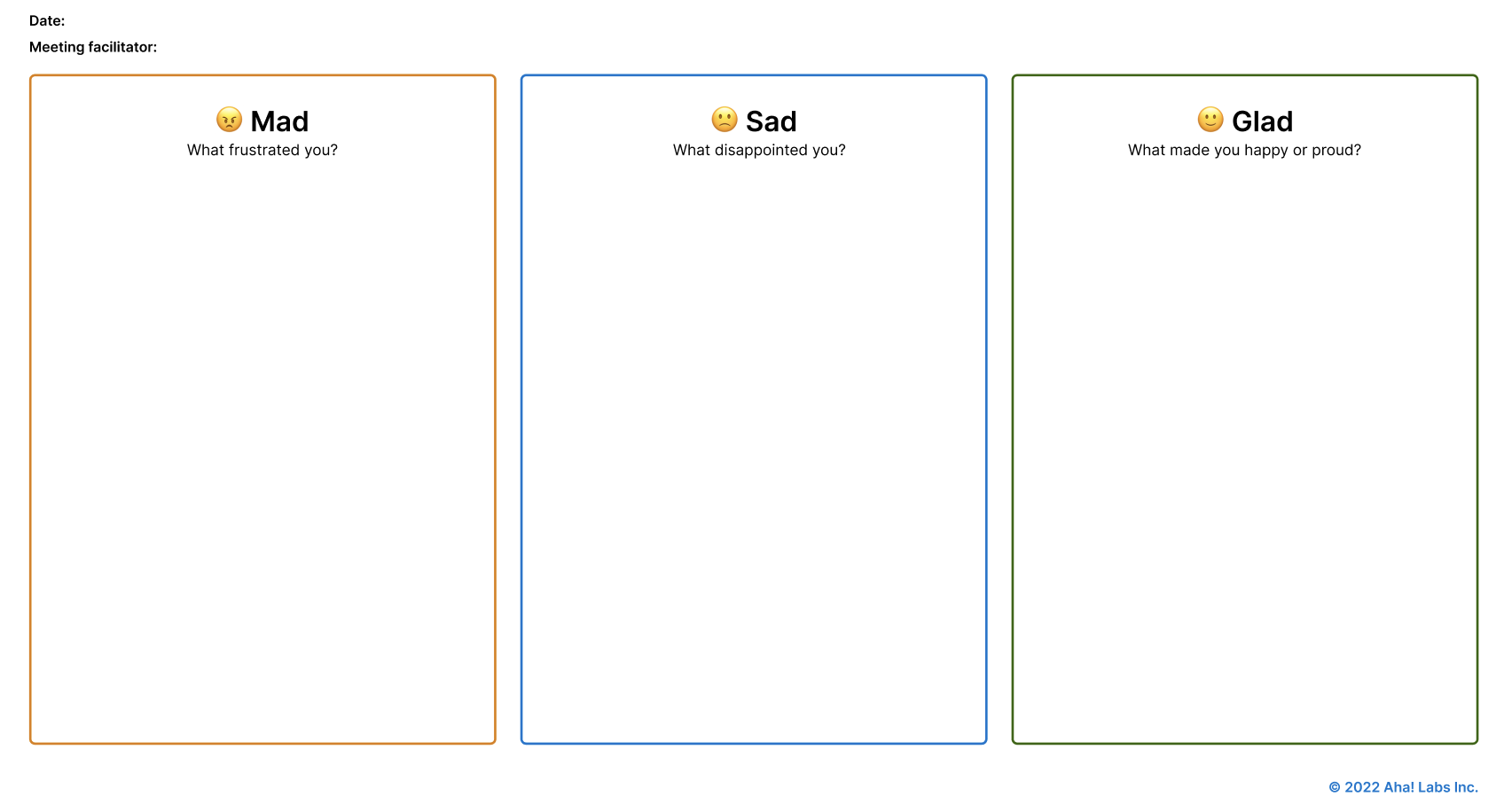 Mad, Sad, Glad retrospective template / Image