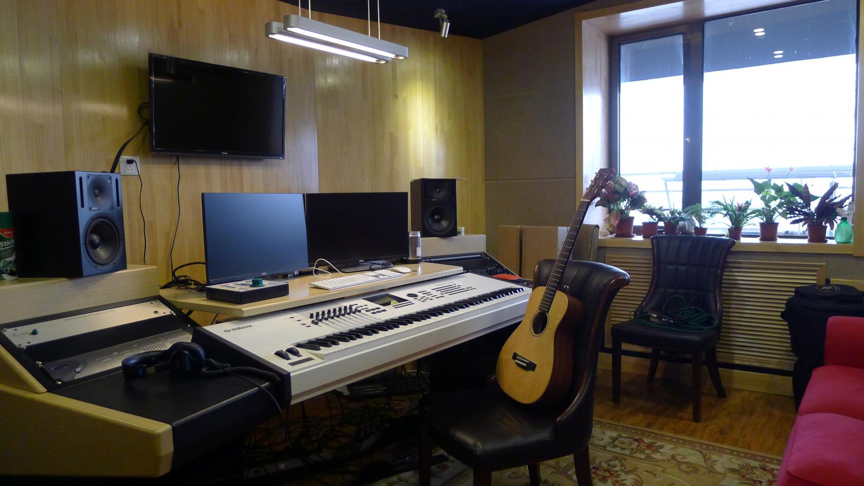 genelec monitors in one of the composing spaces