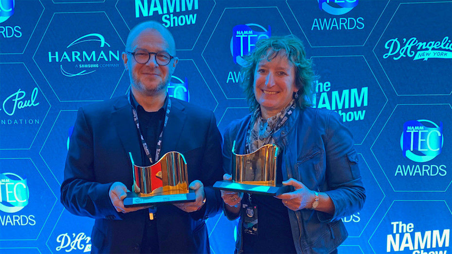 Juho Martikainen and Lisa Kaufmann at the NAMM Show