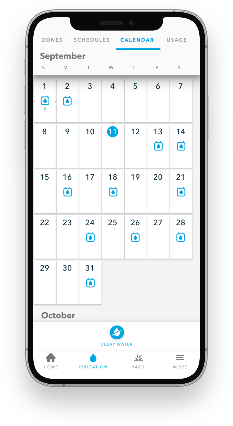 Scheduling screenshot of Rachio App