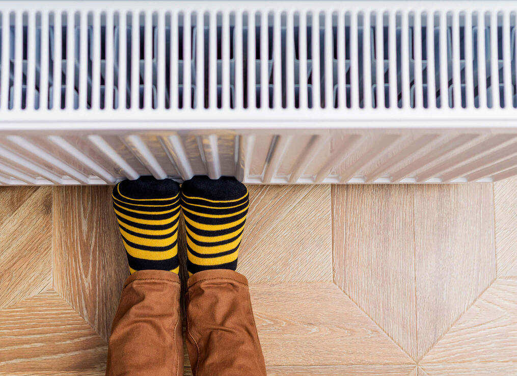 Feet on a radiator