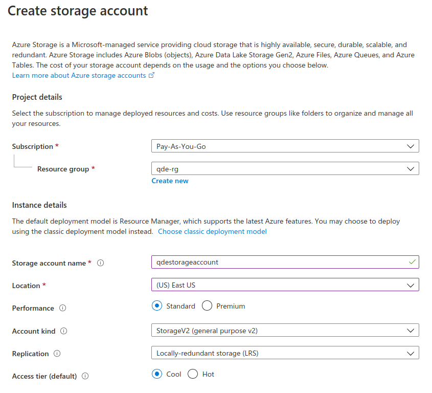 Azure Data Lake Storage - Create Storage Account