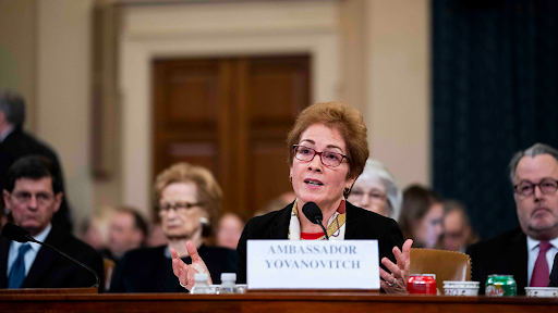 Ambassador Yovanovitch testifying in front of the House Intelligence Committee.