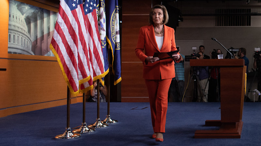 Speaker Nancy Pelosi leaving her weekly press conference in advance of The House’s impending Inquiry of Impeachment vote.
