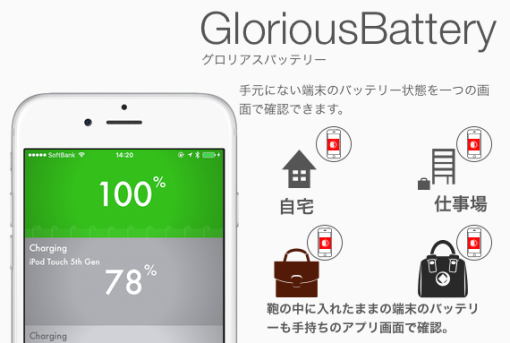 GloriousBattery(グロリアスバッテリー)の紹介(充電状態管理アプリ,iPhone, iPad,  For iOS 12 and below.)