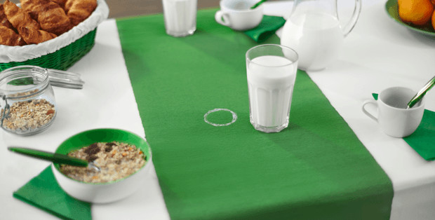 Milk Stain On Green Table Cloth