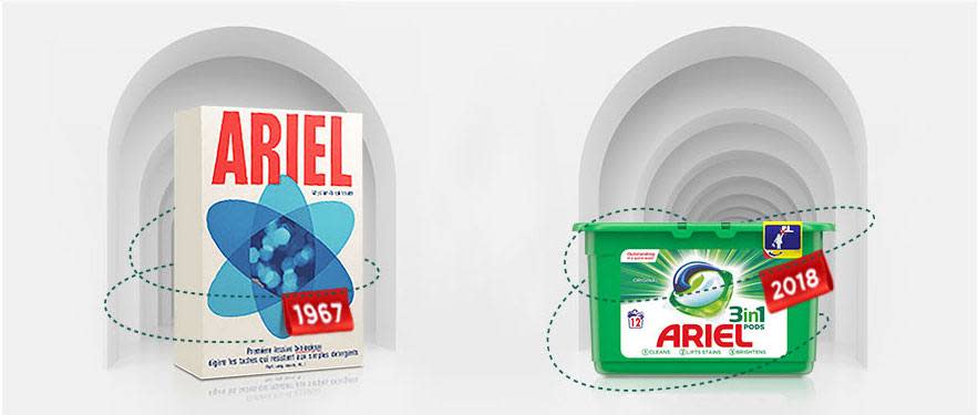 Ariel Packaging In 1967 & 2018