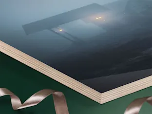 Photo Print On Wood close up of a photo mount on wood.