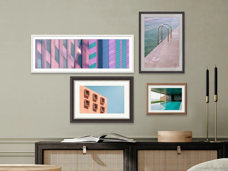 Photo Print On Fuji Crystal DP II Several framed Fuji Crystal DP II photo prints hanging on a wall.