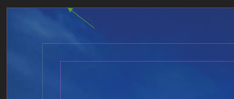 Screenshot indicating the correct position of a photo on a page in Affinity Publisher for PDF Upload A green arrow points to an image edge outside the page in Affinity Publisher to explain the correct positioning.