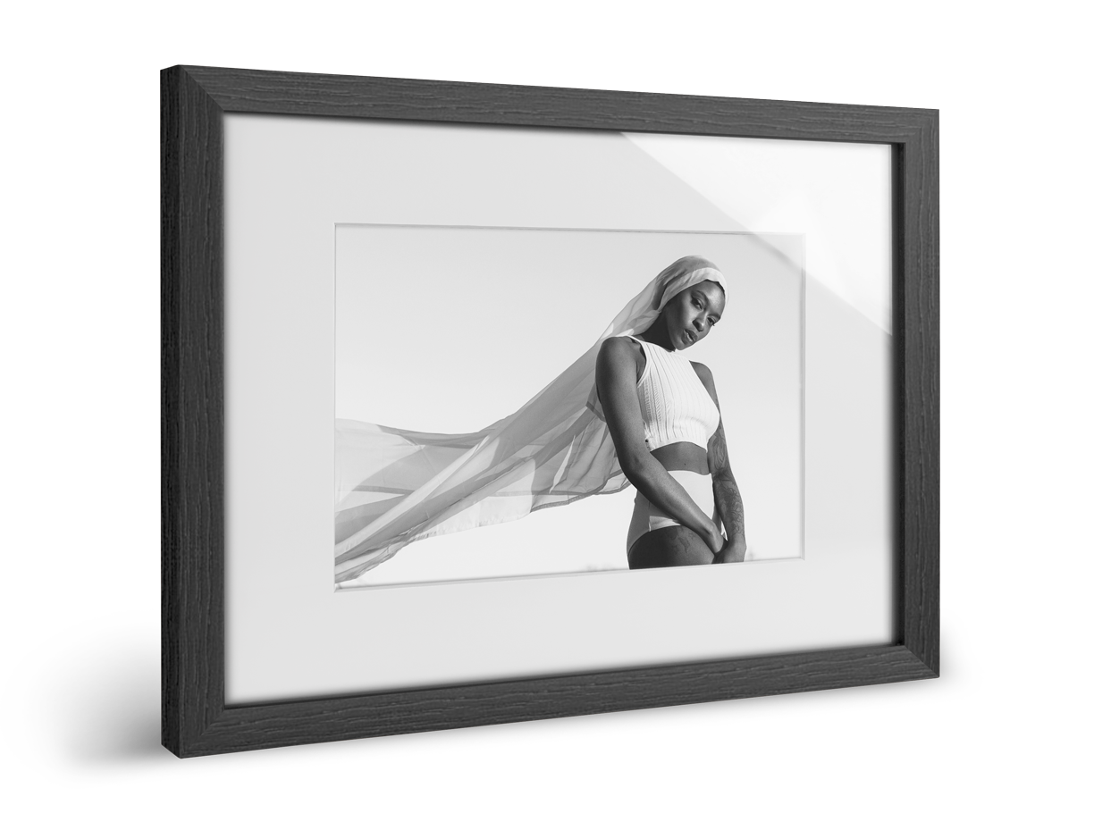 LightJet print on Ilford B/W paper in a solid wood passe-partout frame.