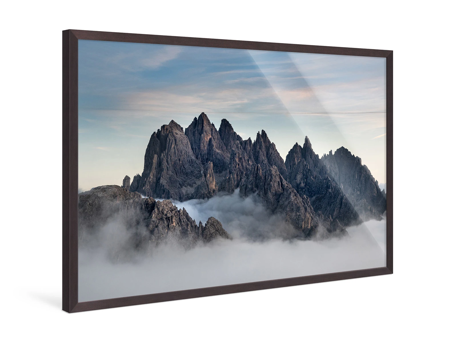 Overcast cloud in a mountain range in a Gallery Frame. 