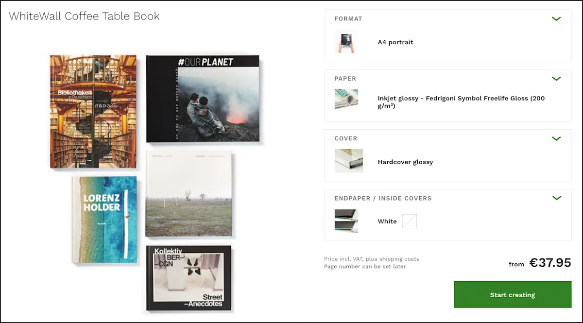 Online Editor - Product Selection Step by step creation process of the online software
