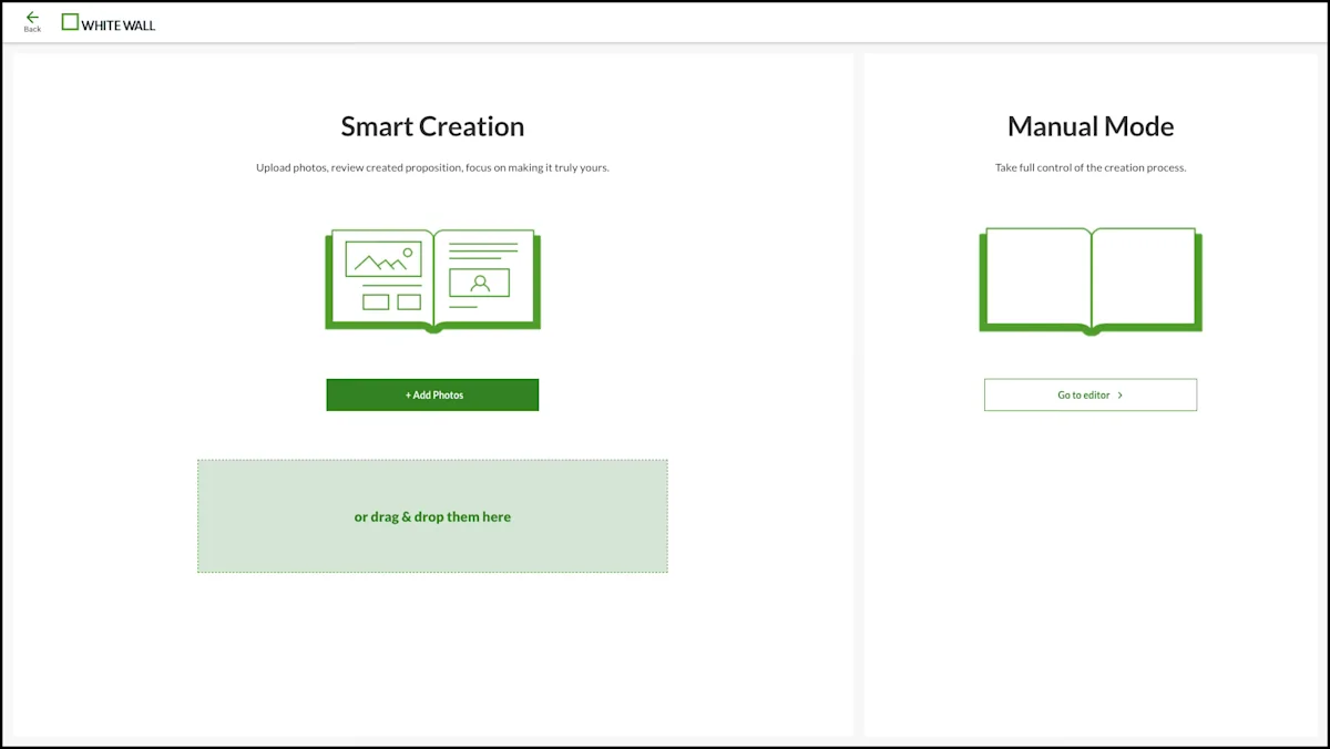 Online Editor - Design paths Choice between Smart Creation or manual design