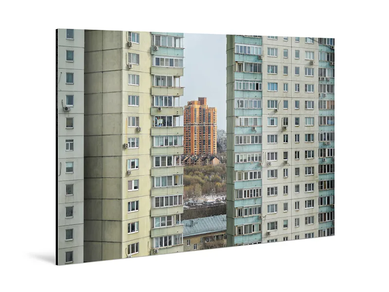 Foto-Druck auf Alu-Dibond Fenster eines Wolkenkratzers, direkt auf Aluminium-Dibond Print.