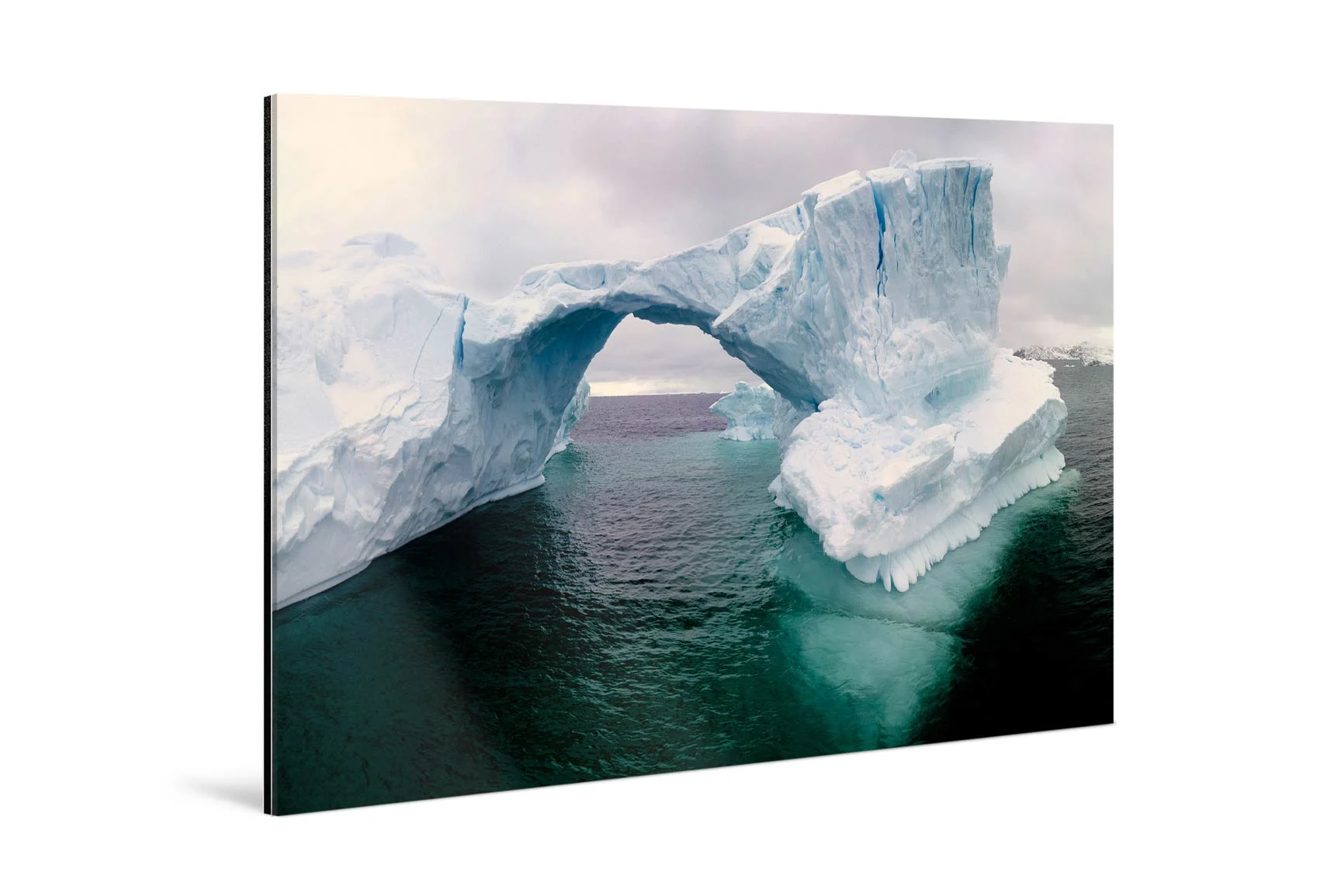 Ice bridge formation over dark seawater in the Arctic. Ice bridge formation over dark seawater in the Arctic.