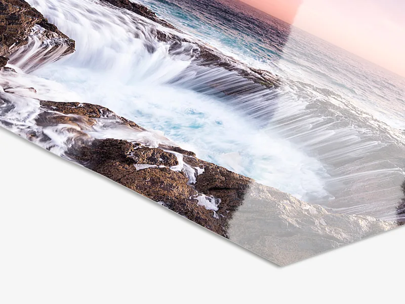 Metallic Photo Print On Fuji Crystal Pearl Close-up of a Fuji Crystal Pearl Metallic photo print showing cliffs by the sea.