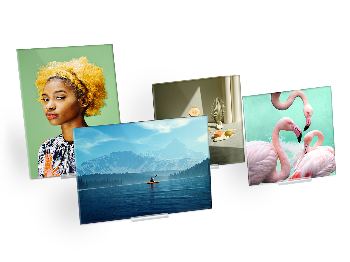 multiple whitewall mini acrylic prints in portrait, landscape and square format.