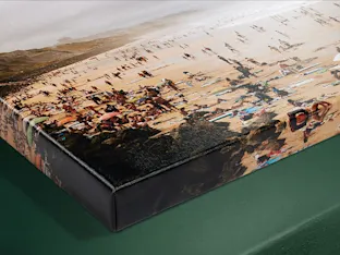 Glossy Canvas On Stretcher Frame close up of a glossy canvas photo print.