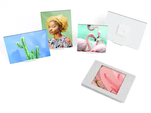 Multiple whitewall mini acrylic prints with and without envelope.