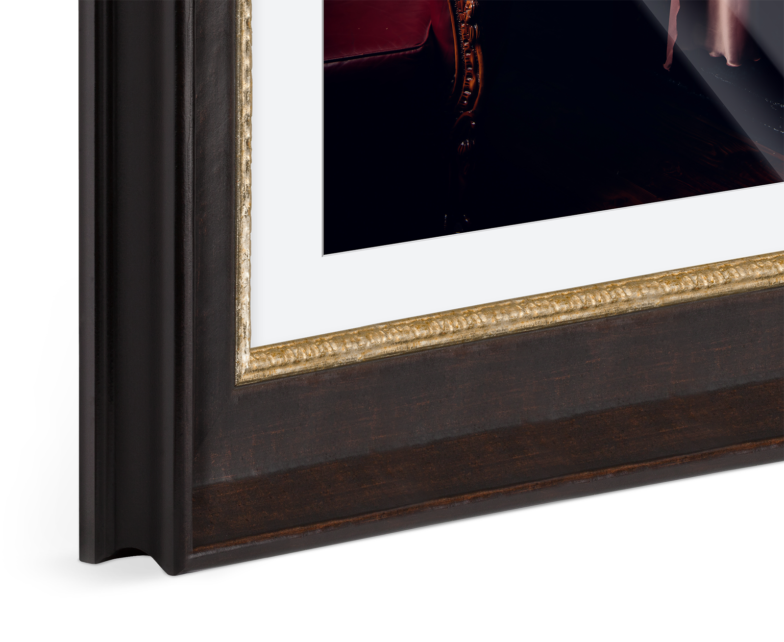 Close up of a Solid Wood Frame With Passe-Partout.