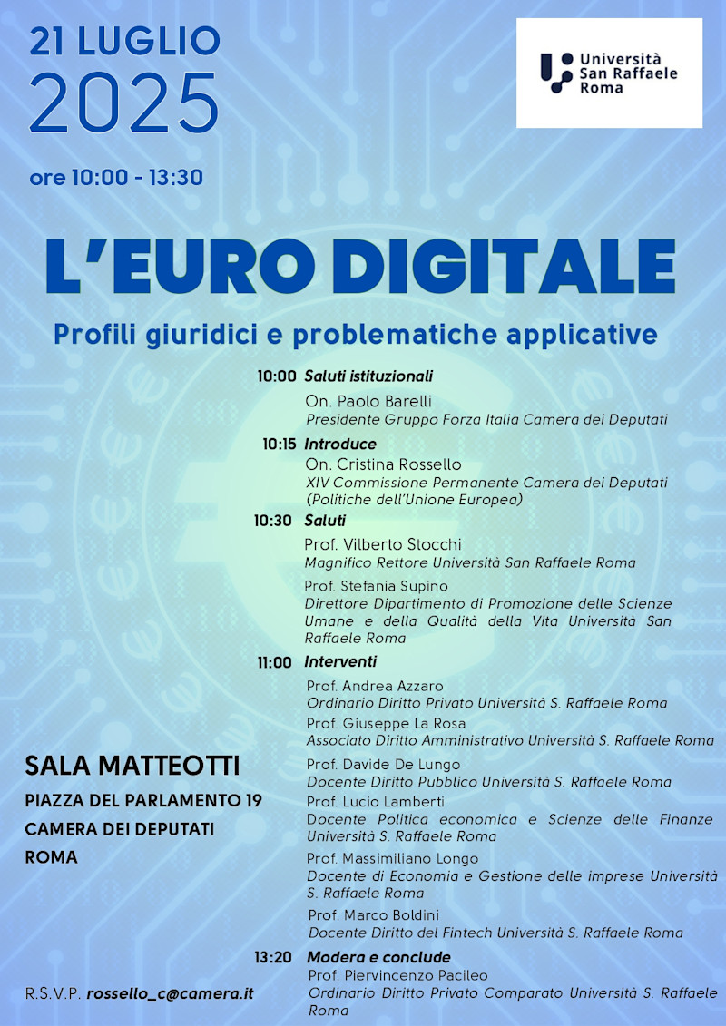 CONVEGNO "L'EURO DIGITALE: PROFILI GIURIDICI E PROBLEMATICHE APPLICATIVE"