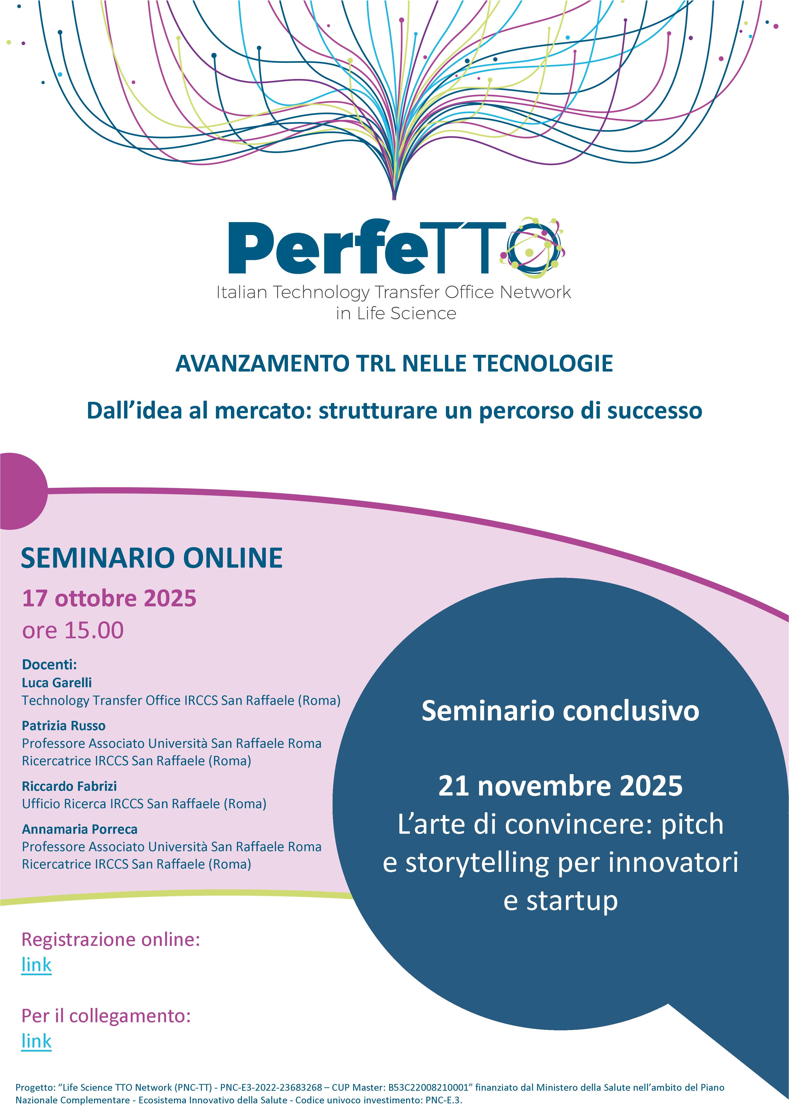 Seminario: PERFETTO Italian Technology Transfer Office Network in Life Science