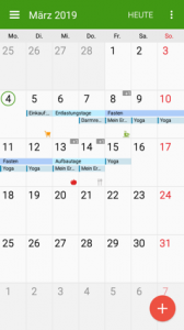 Plan zum Fasten in Kalender, Screenshot von Google Calendar 
