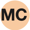 An orange circle with the letters MC in it