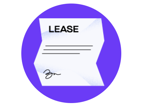 An image of a folded paper with the word "LEASE" on it and a signature on the bottom, set against a purple background