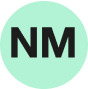 A mint-green-colored circle with the initials NM in it