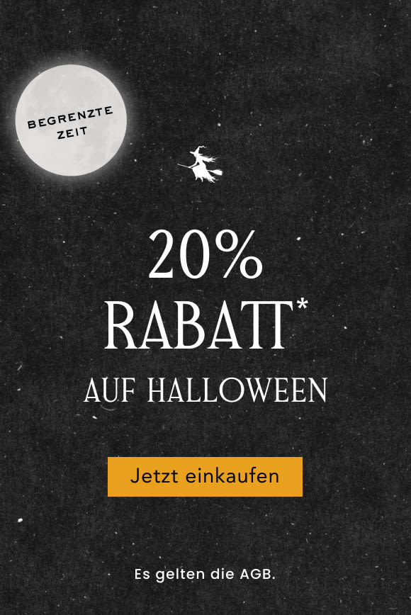 Halloween sale banner with witch silhouette flying across starry night sky, moon reading LIMITED TIME, 20% OFF text, shop now button