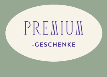 Brauner Hintergrund mit weißem Text "GESCHENKE 100 €+" in der Mitte