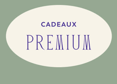 Fond marron avec texte blanc "CADEAUX 100 €+" centré sur l'image