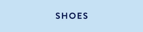 The word SHOES in dark blue capital letters centered on a light blue background.
