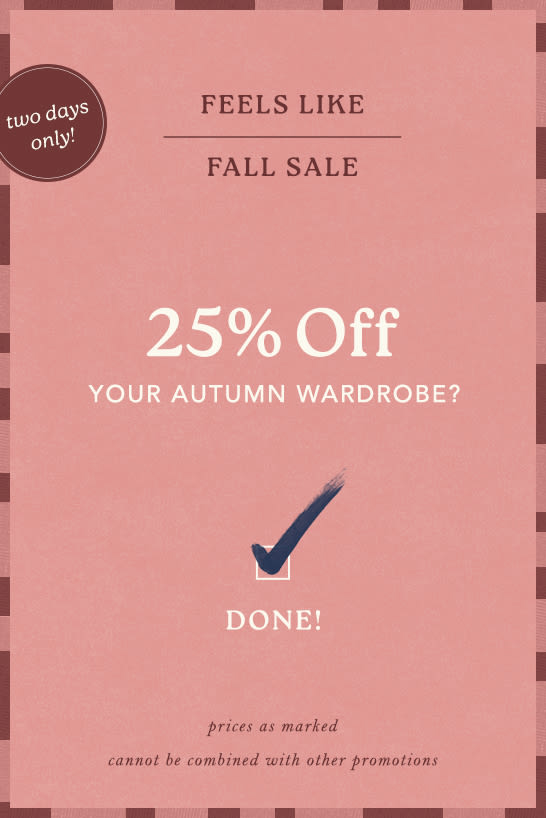 shop 25% off clothing and accessories