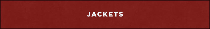 Red banner with white text reading JACKETS centered on a dark red textured background