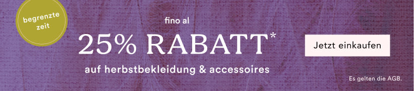 Purple textured banner advertising limited time sale with up to 25% OFF autumn clothing and accessories, shop now button