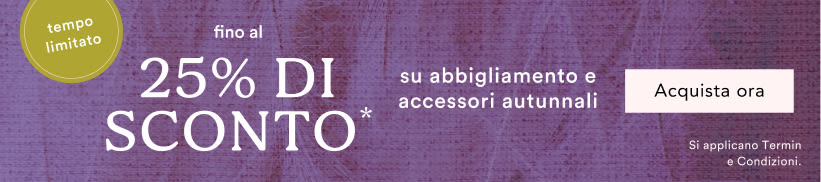 Purple textured banner advertising limited time sale with up to 25% OFF autumn clothing and accessories, shop now button