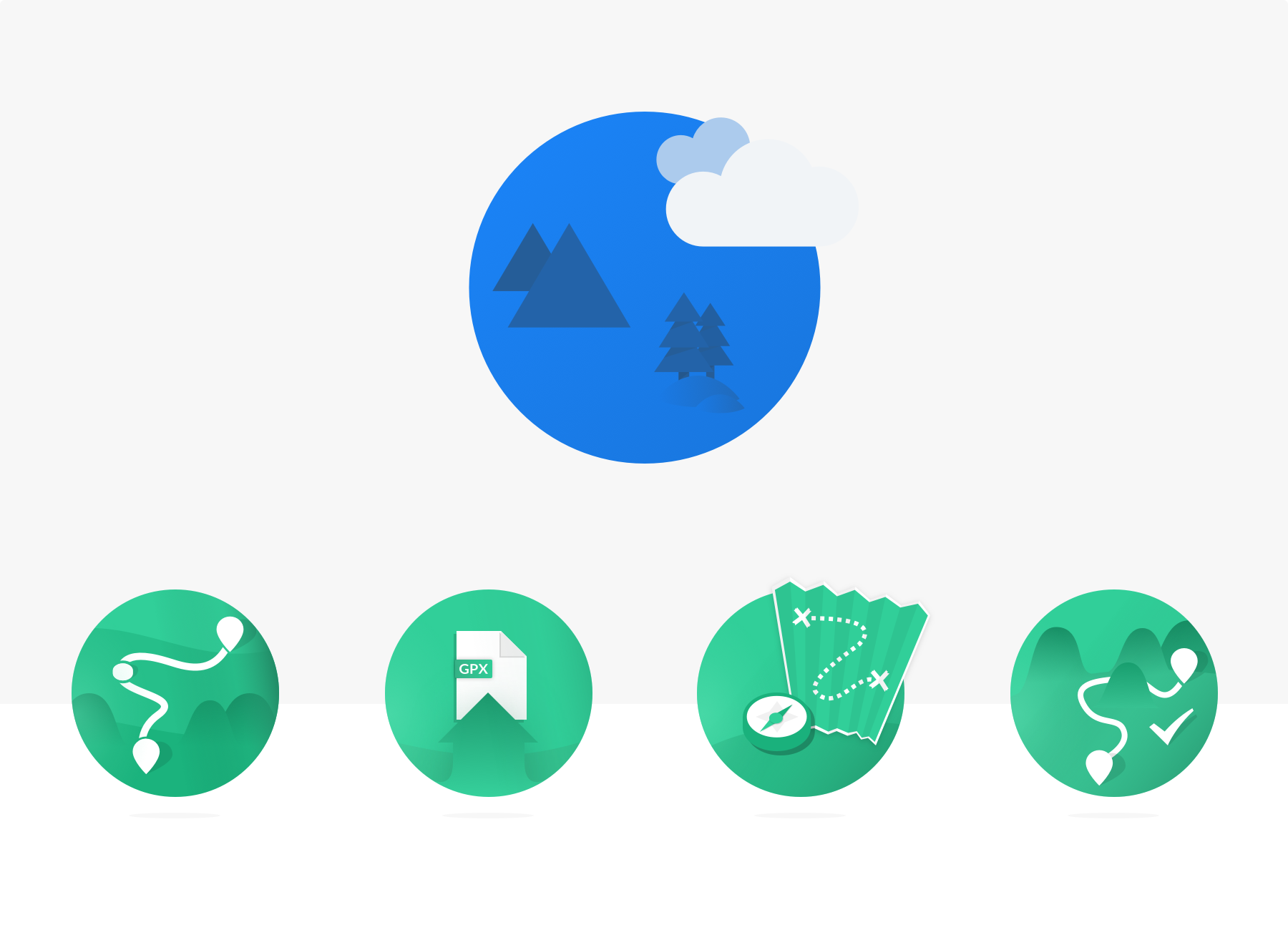 Icons for actions on the route dashboard