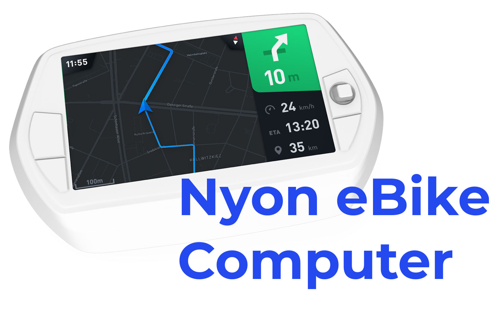 Nyon routing screen (night mode)