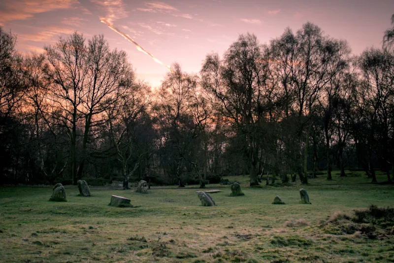 Nine Ladies Stone Circle at dawn, Peak District National Park