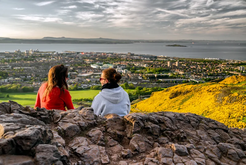 View from the top of Arthur's Seat in Edinburgh, Scotland, UK